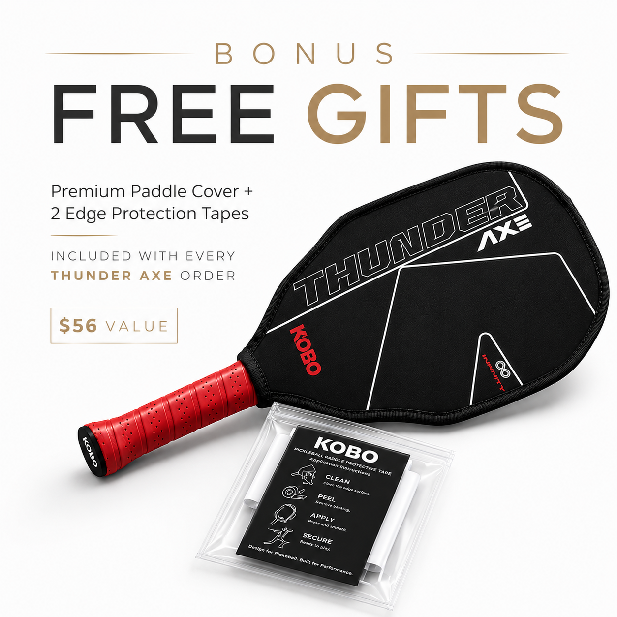 2 FREE Bonus Gifts - 1 Custom Paddle Cover + 2 Edge Protection Tapes