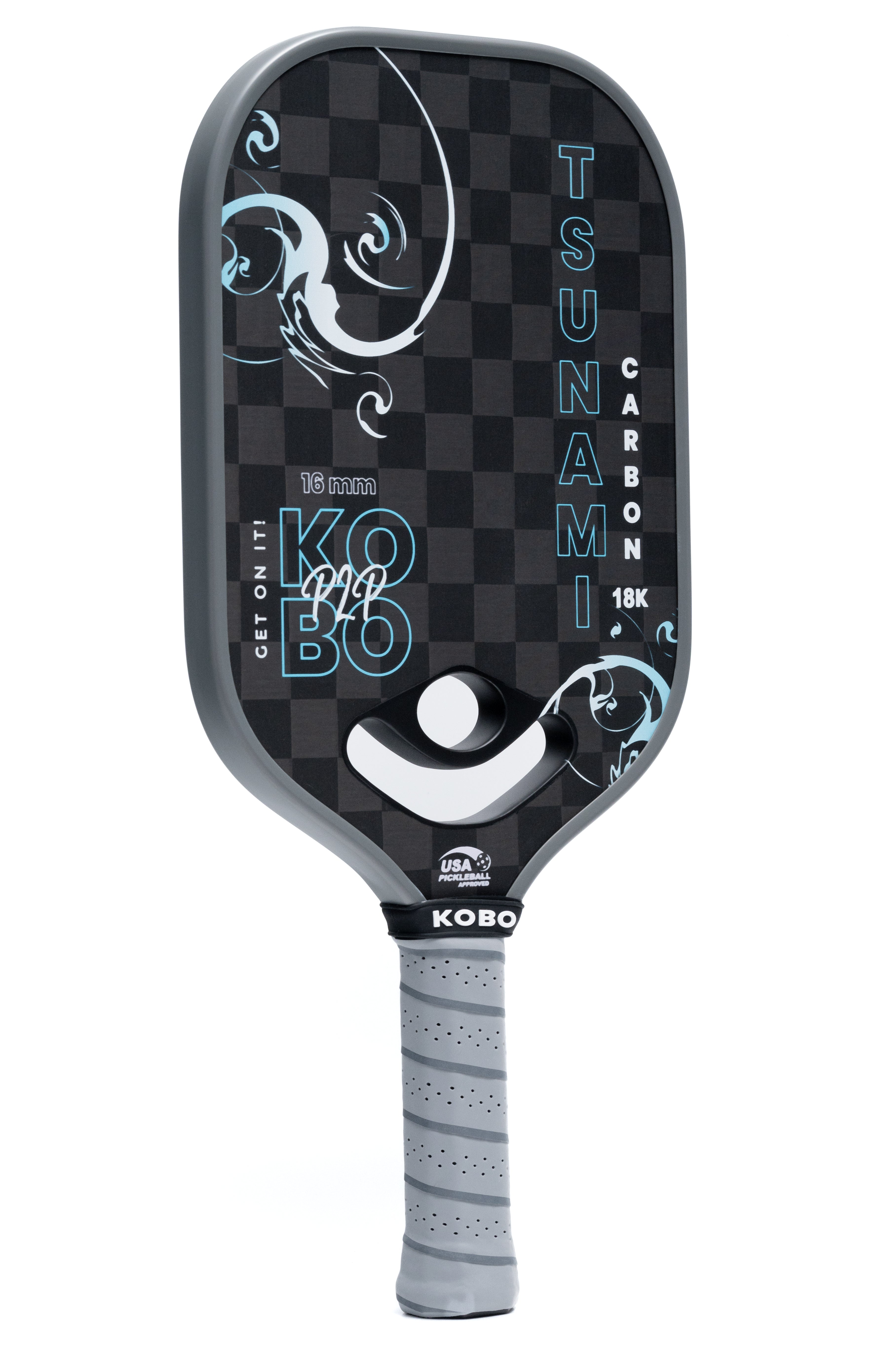 KOBO Tsunami Carbon Pickleball Paddle CFS 16mm Two Hole 18K Blue