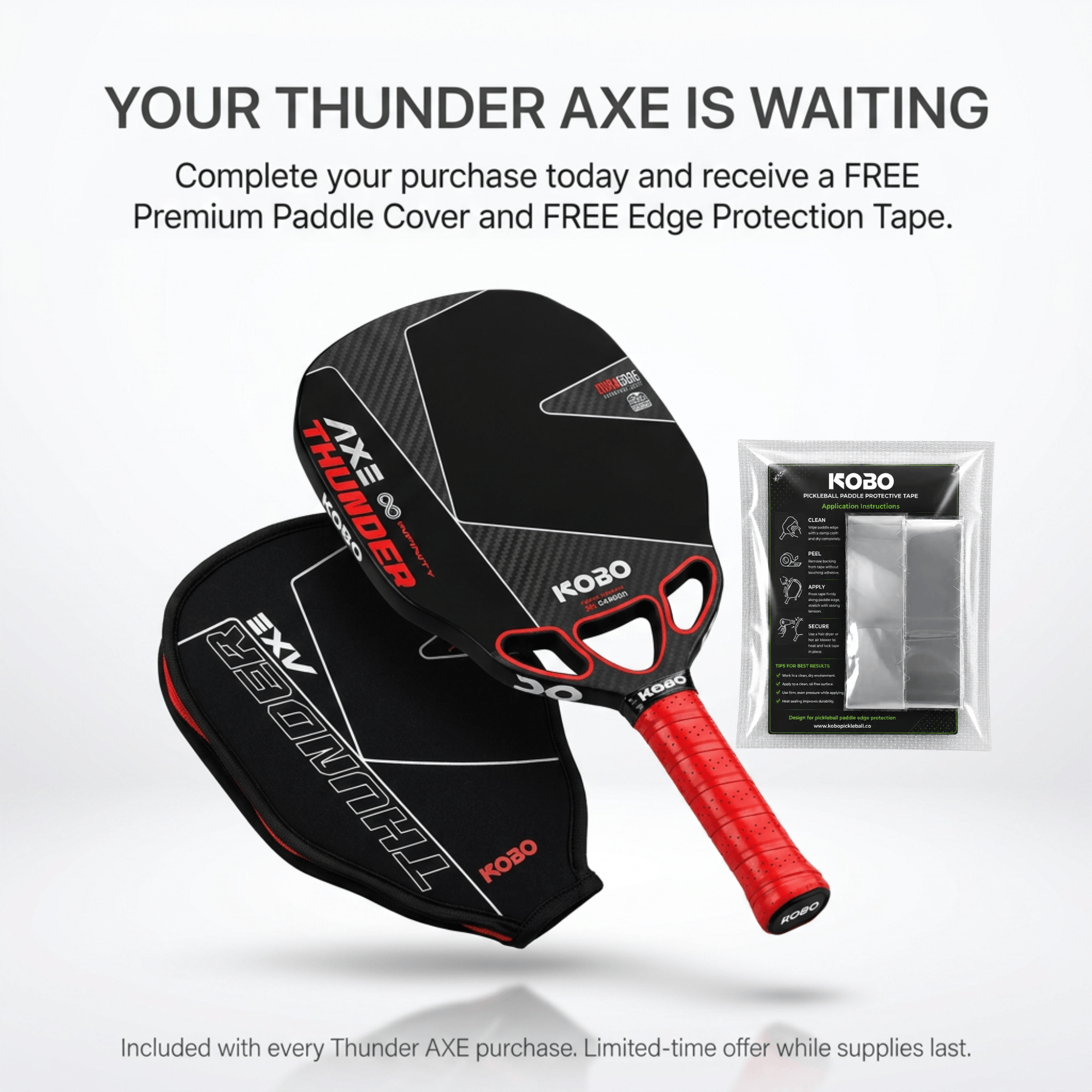 KOBO Thunder AXE Infinity Pickleball Paddle | 18mm | 3 Air Channels
