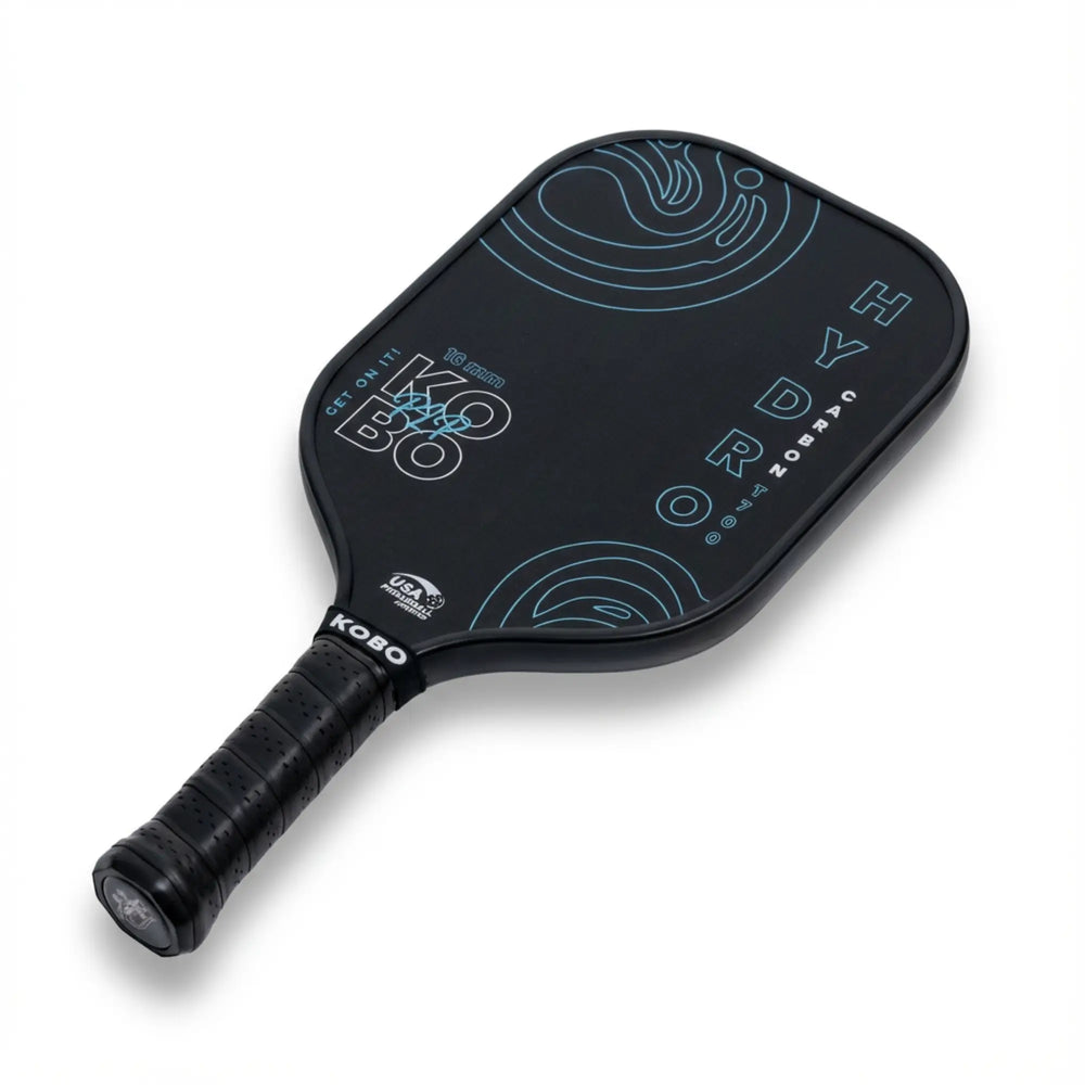 KOBO Hydro Blue 16mm paddle angled view with black grip