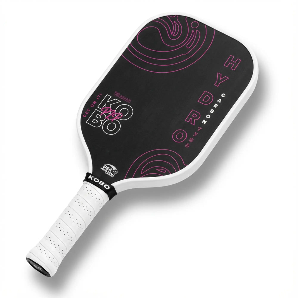 KOBO Hydro Pink 16mm paddle angled view with white grip