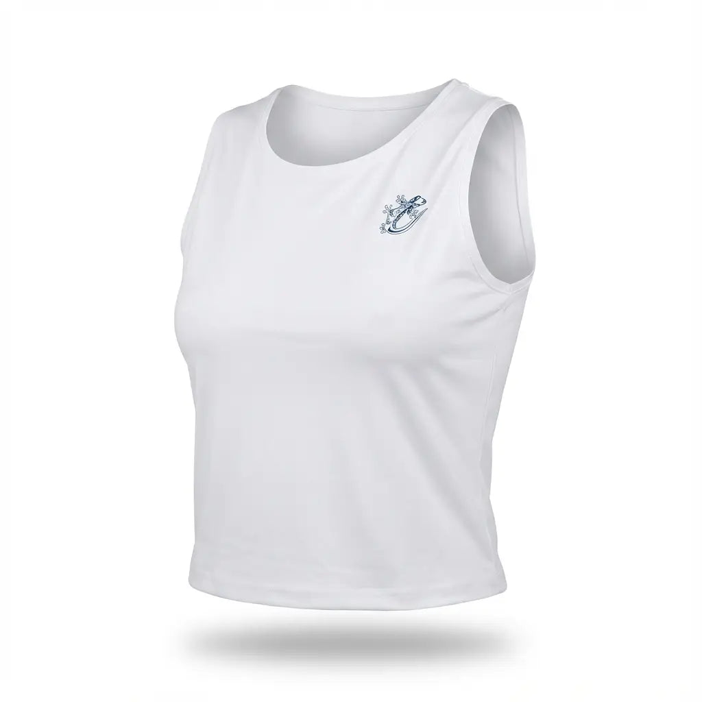 KOBO women’s Gecko cropped athletic fit Tank top White Front
