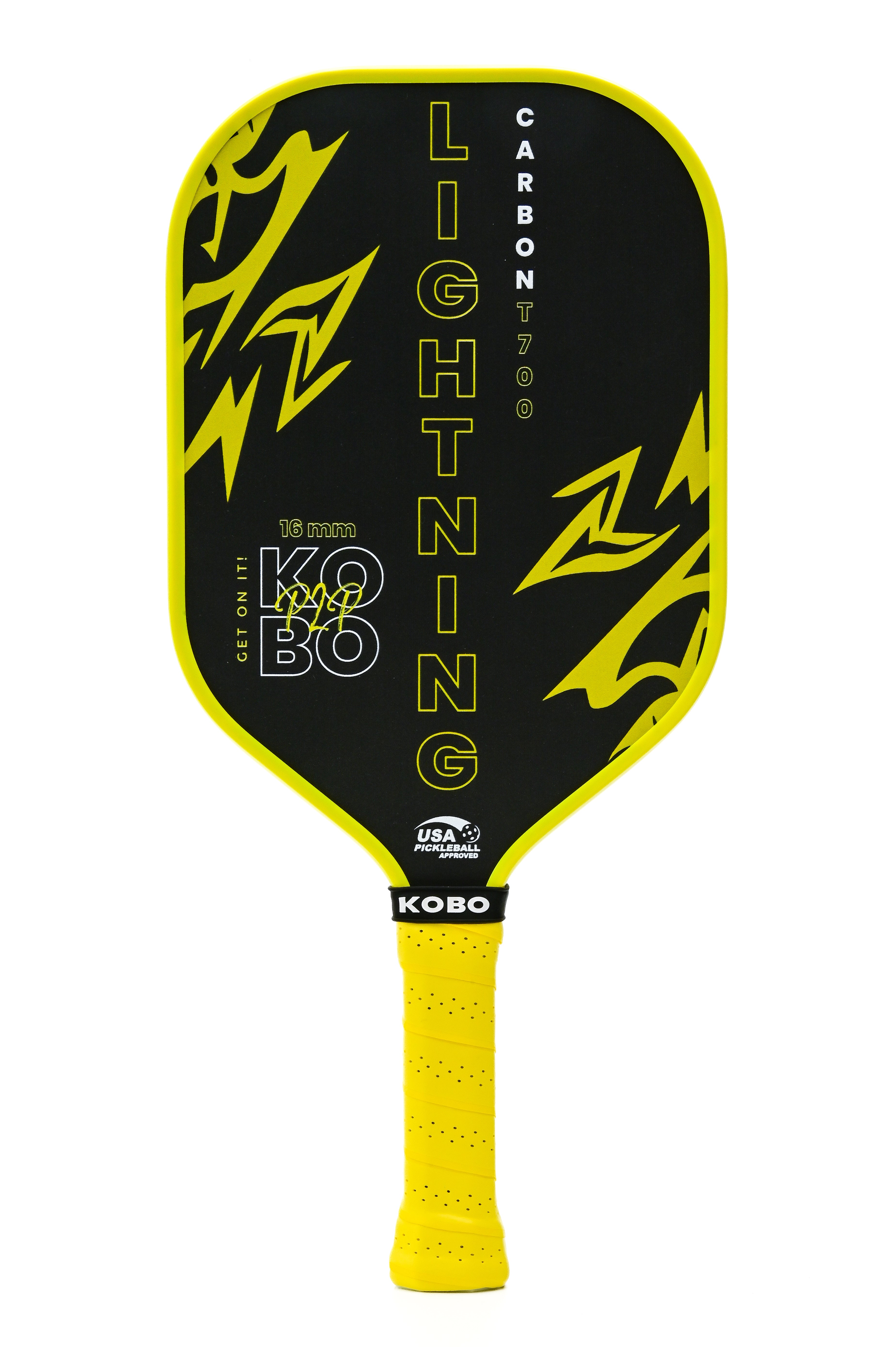 KOBO Lightning Carbon Pickleball Paddle CFS 16mm Yellow