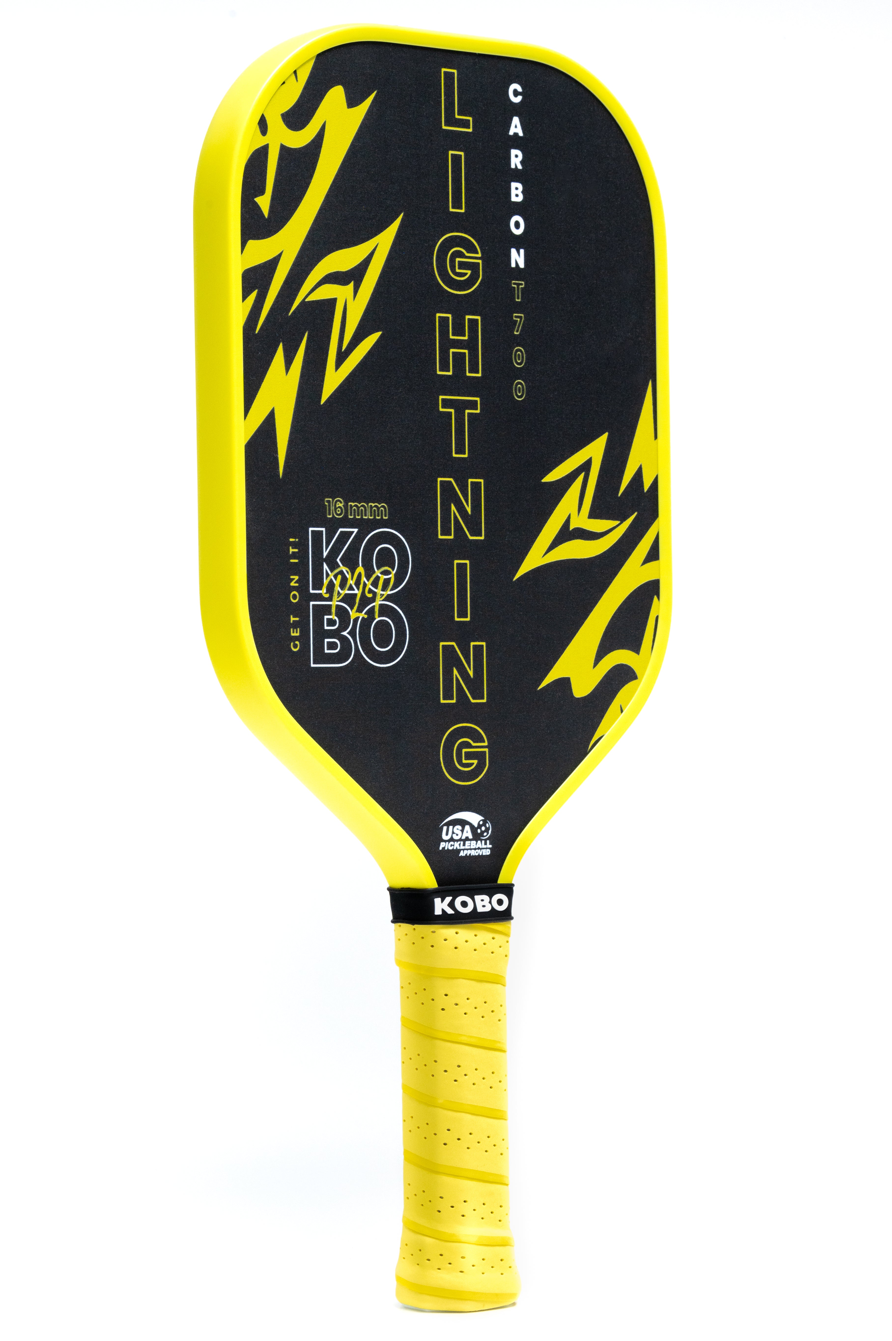 KOBO Lightning Carbon Pickleball Paddle CFS 16mm Yellow