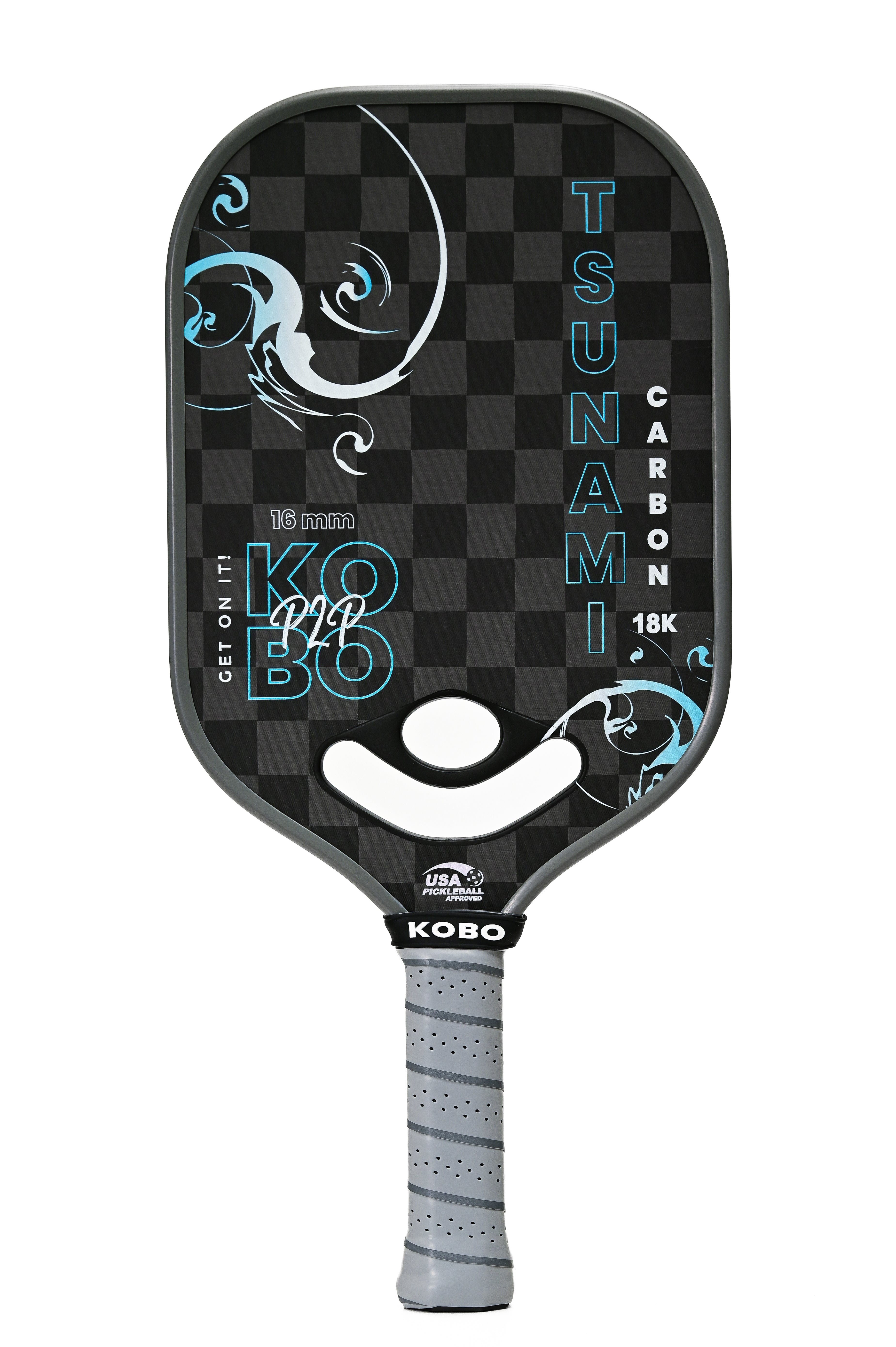 KOBO Tsunami Carbon Pickleball Paddle CFS 16mm Two Hole 18K Blue